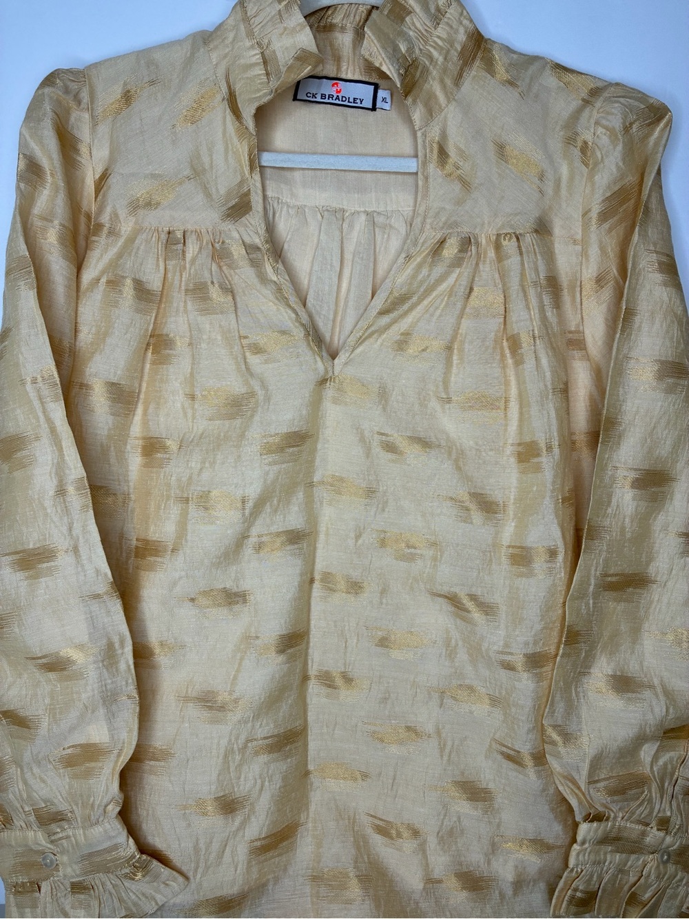 CK Bradley Cream Tunic with Gold Brushstroke Detail